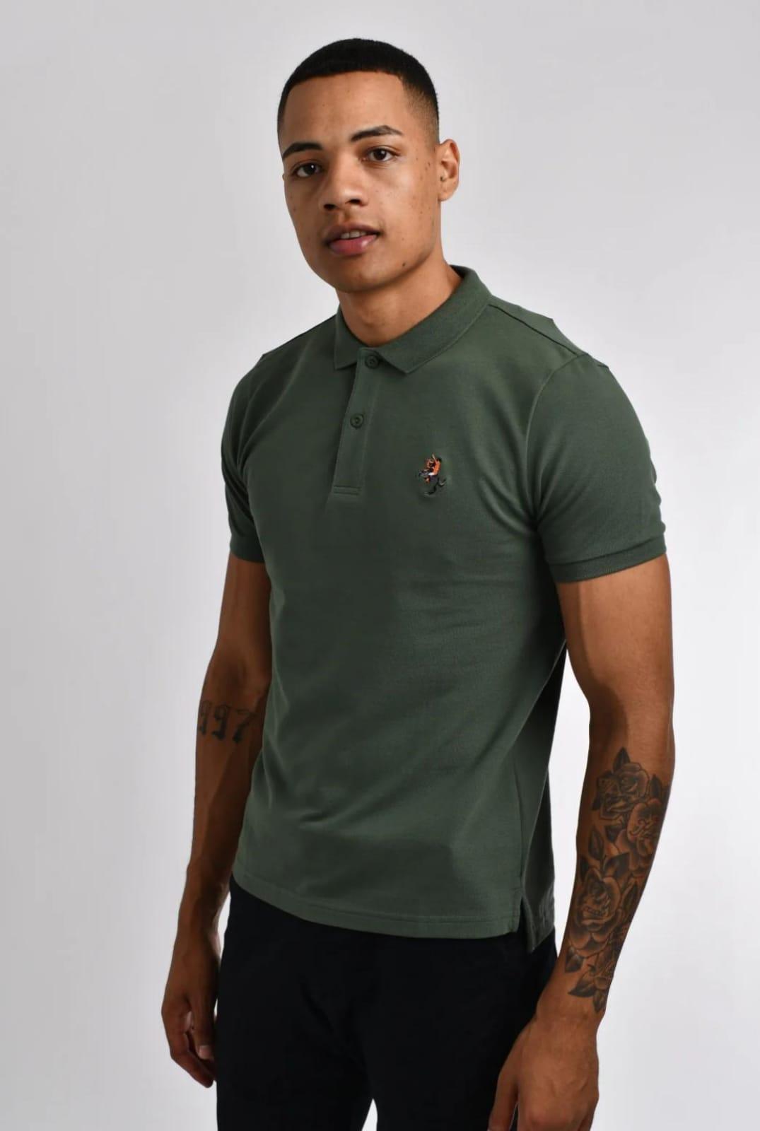 Men's Cotton Polo Shirt - 1 Pc Plain Green - Classic Collar Style