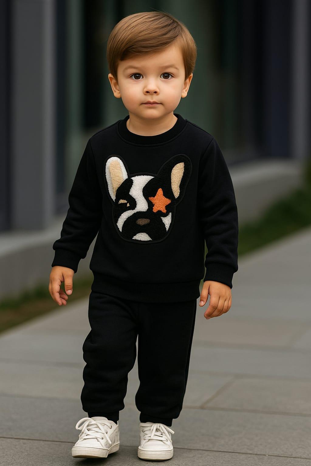 2 Pcs Boy's Fleece Embroidered Tracksuit