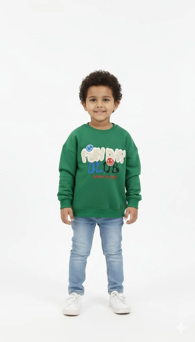 1 Pc Boy's Stitched Fleece Embroidered Sweatshirt
