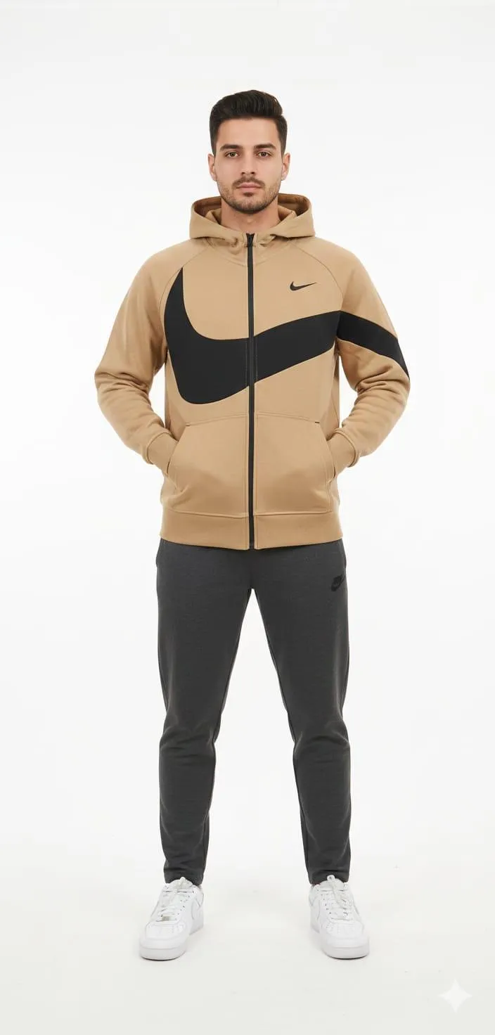 1 Pc Men's Fleece Plain Zipper Hoodie