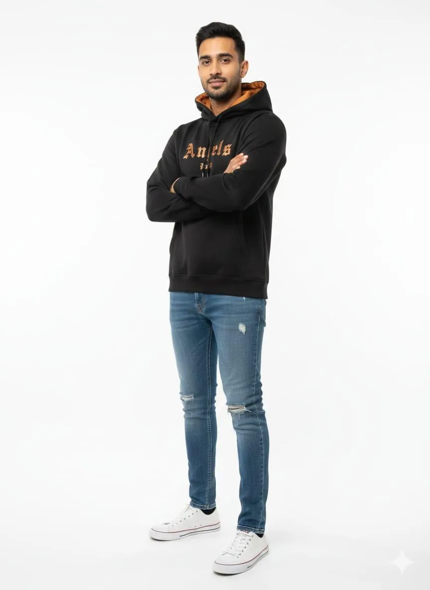 1 Pc Men's Polyester Fleece Embroidered Hoodie