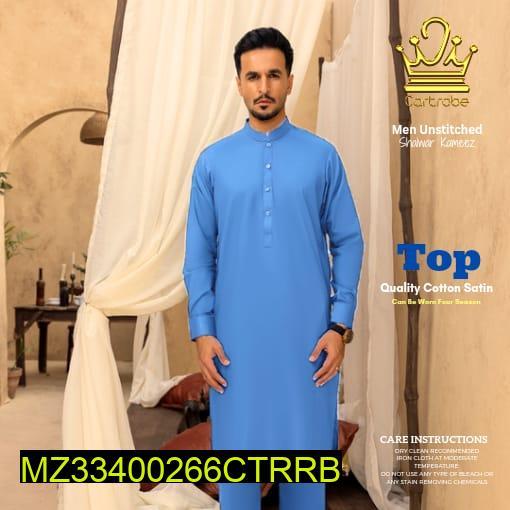 Men's Unstitched Cotton Satin Plain Shine Suit