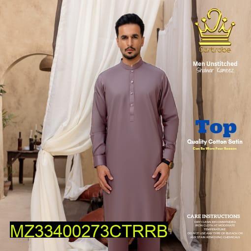 Men's Unstitched Cotton Satin Plain Shine Suit