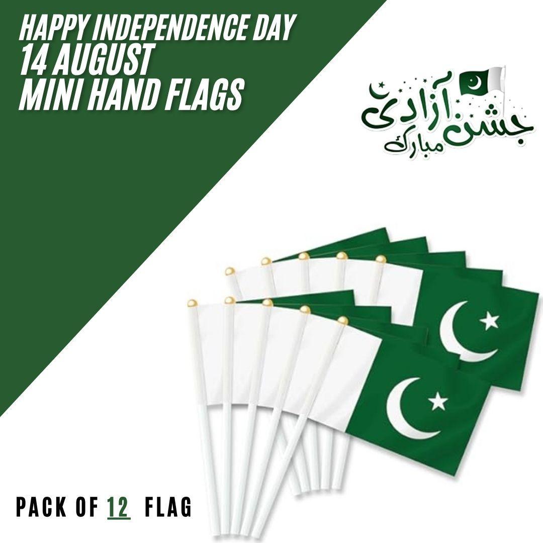 14 August Mini Hand Flags – Pack of 12