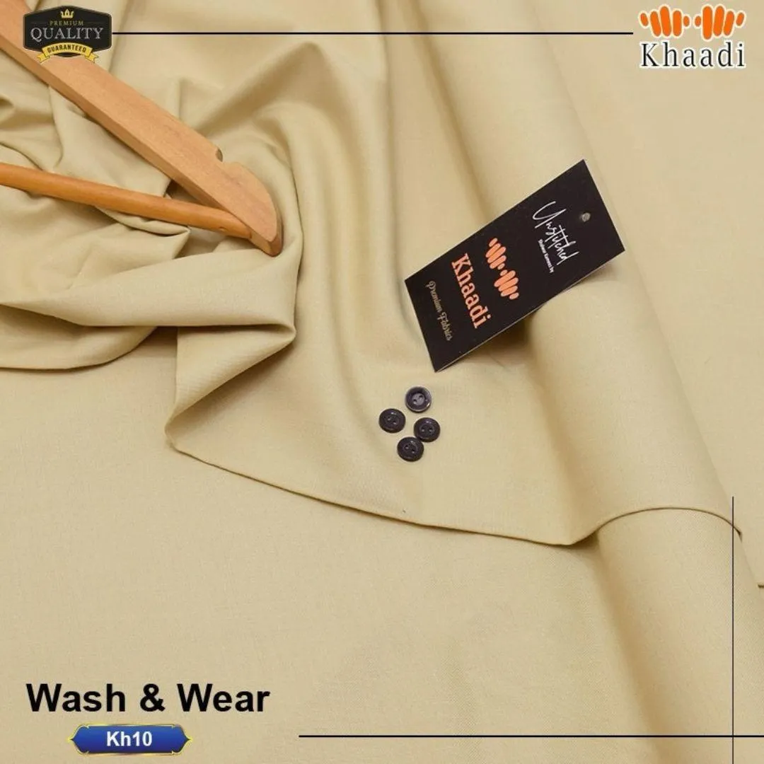 Khaadi Unstitched Shalwar Kameez – Premium Men’s Wash & Wear Plain Suit