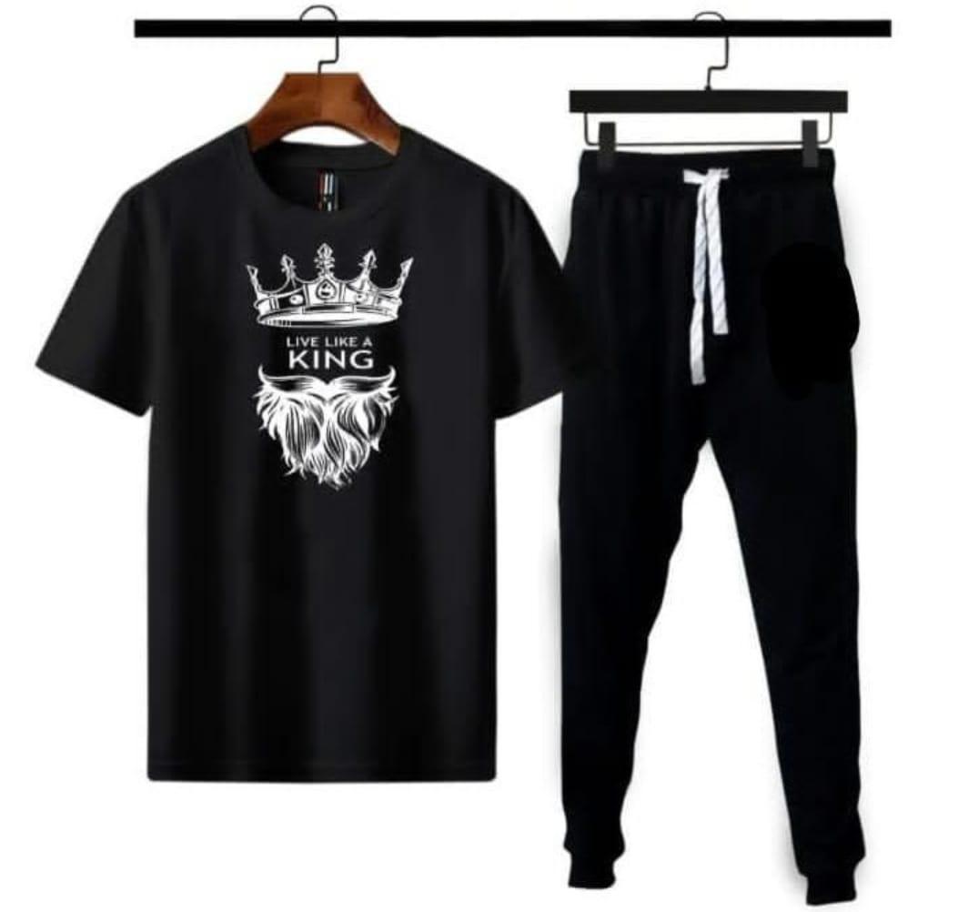 2 Pcs Men's Polyester Dri Fit Printed Track Suit