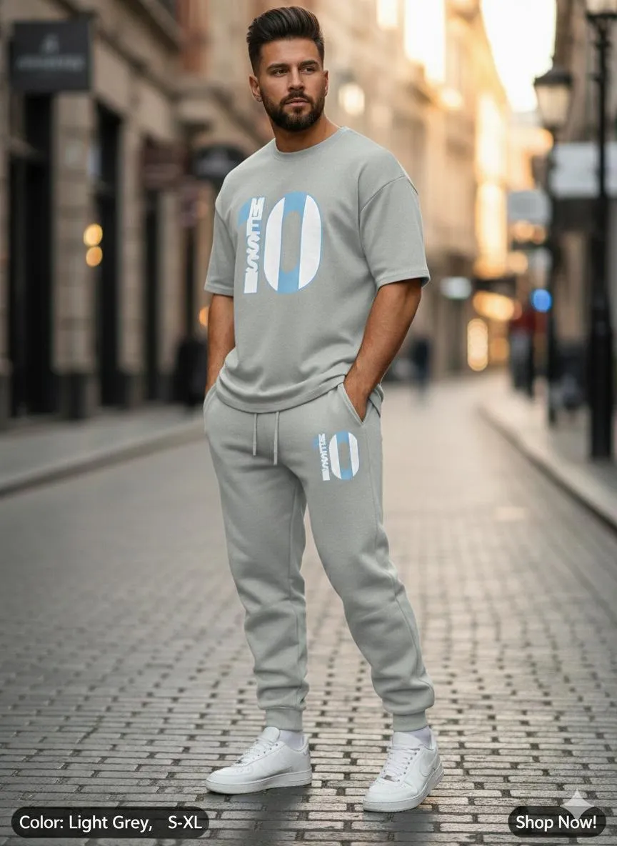 2 Pcs Men's Polyester Printed Track Suit