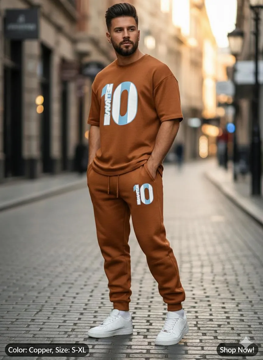 2 Pcs Men's Polyester Printed Track Suit