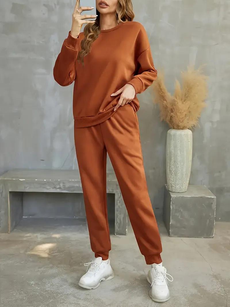 2 Pcs Women's Stitched Soft and Shining Fleece Plain Tracksuit