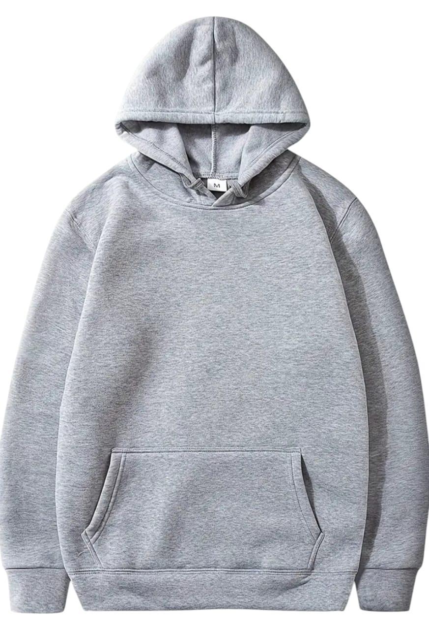 Men's Cotton Plain Round Neck Hoodie - 1 Pc, Stylish Grey Casual Wear