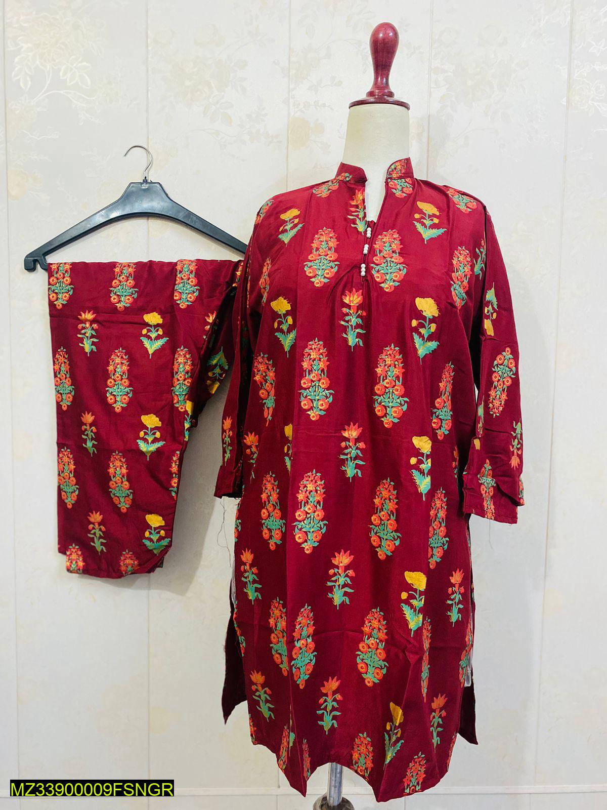 2 Pcs Printed Stitched Suit