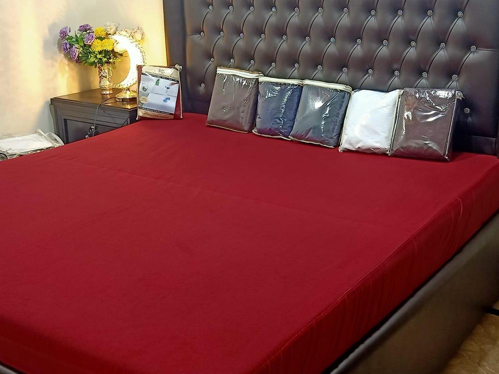 Terry Cotton Plain Double Bed Mattress Covers