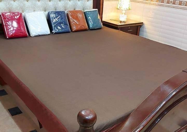 Terry Cotton Plain Double Bed Mattress Covers