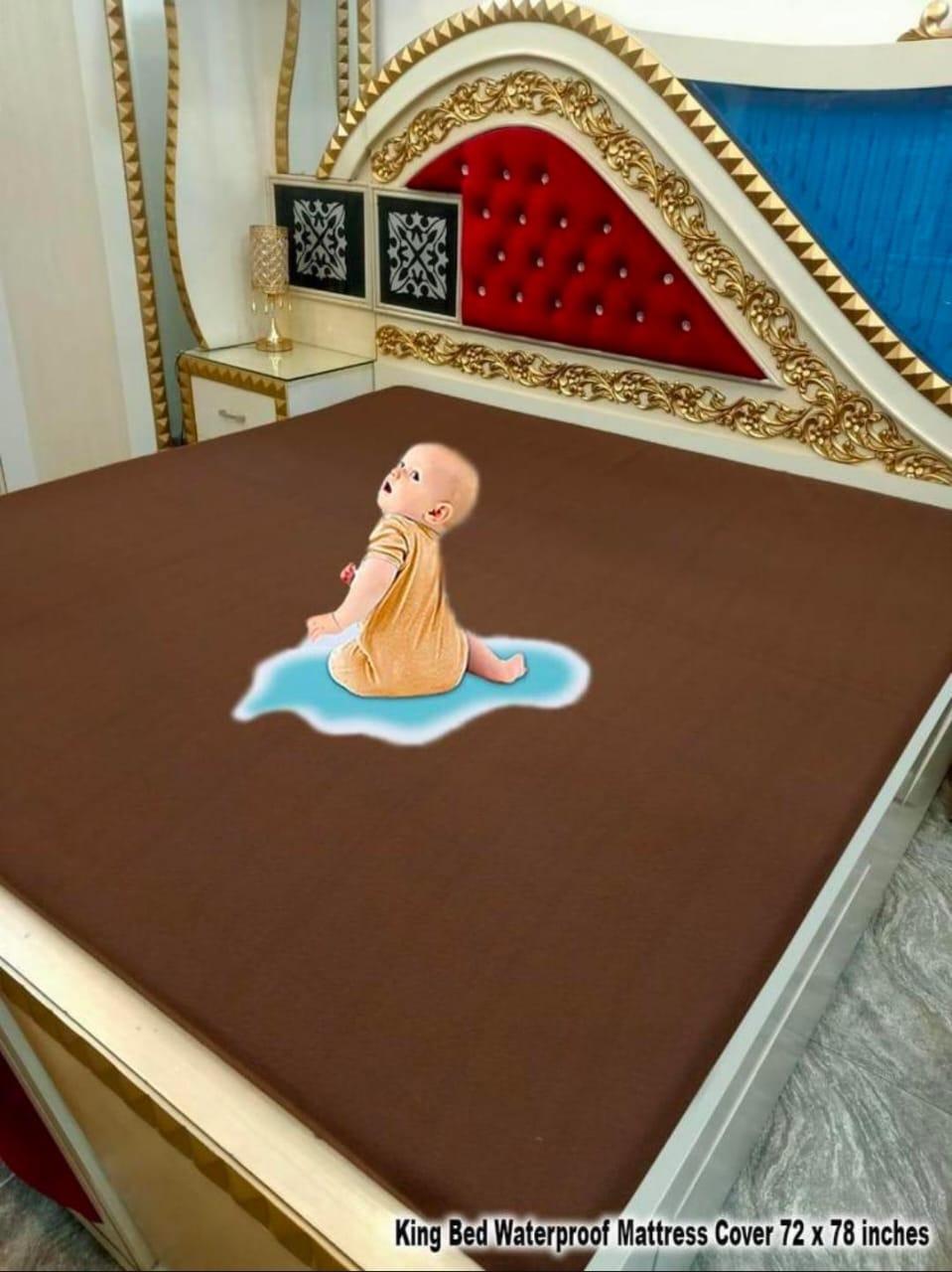 Terry Cotton Plain Double Bed Mattress Cover