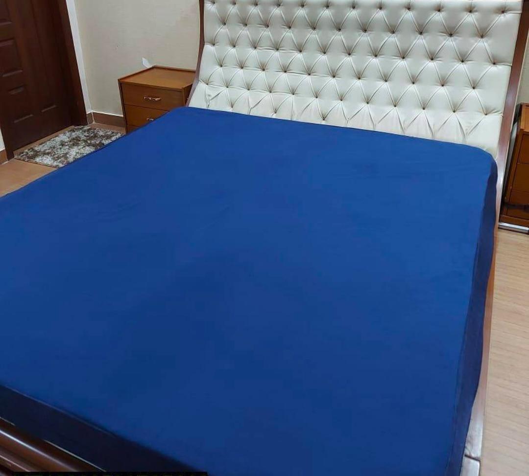 Terry Cotton Plain Double Bed Mattress Cover