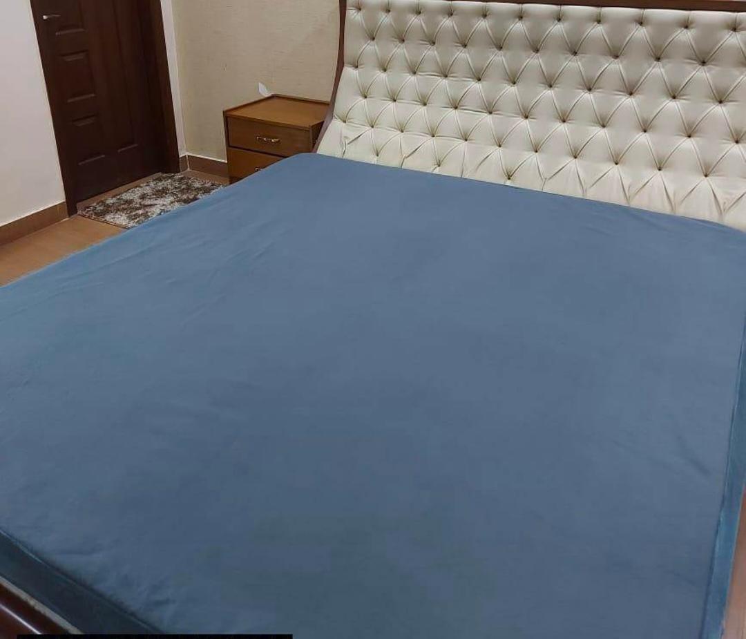 Terry Cotton Plain Double Bed Mattress Cover