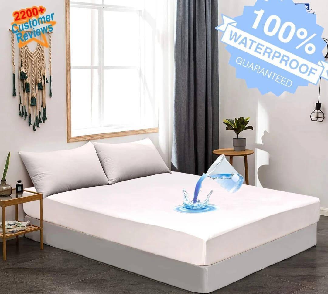 Luxurious Fleece Plain Mattress Cover for Double Bed - 1 Pc Quilted Comfort