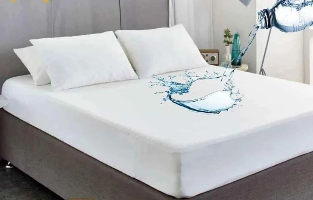 Terry Cotton Plain Double Bed Mattress Cover