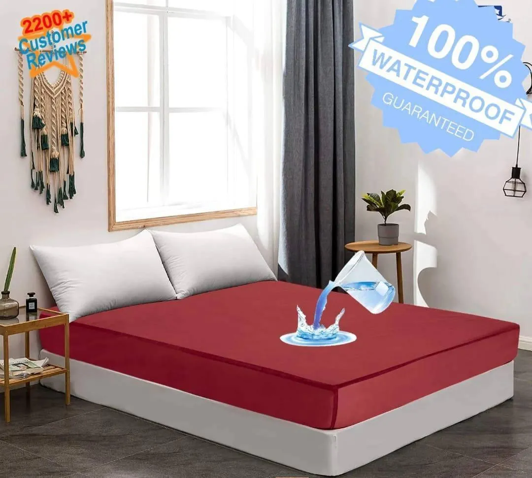 Terry Cotton Plain Double Bed Mattress Cover