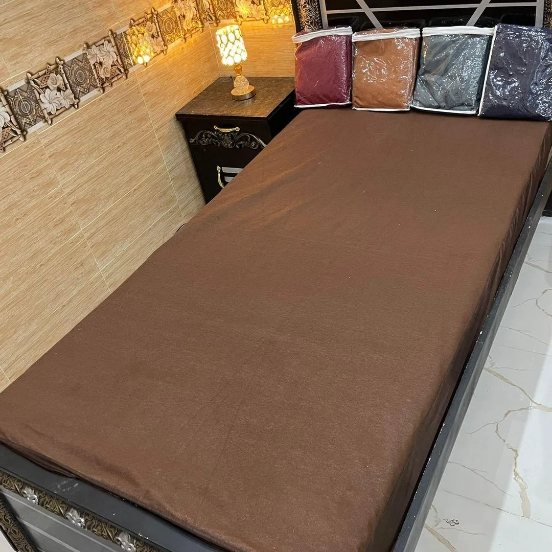 Terry Cotton Plain Single Bed Mattress Cover