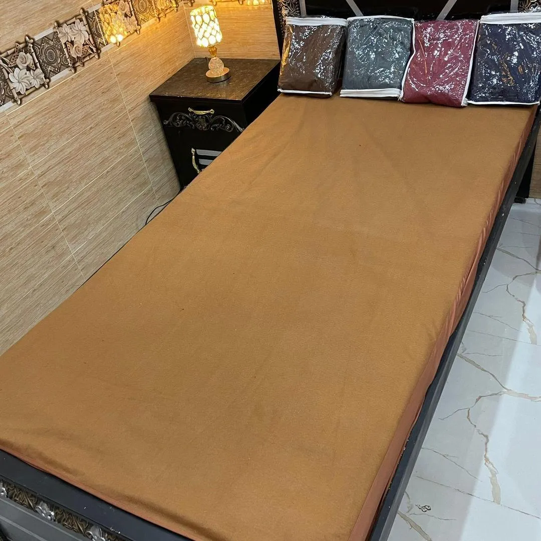 Terry Cotton Plain Single Bed Mattress Cover