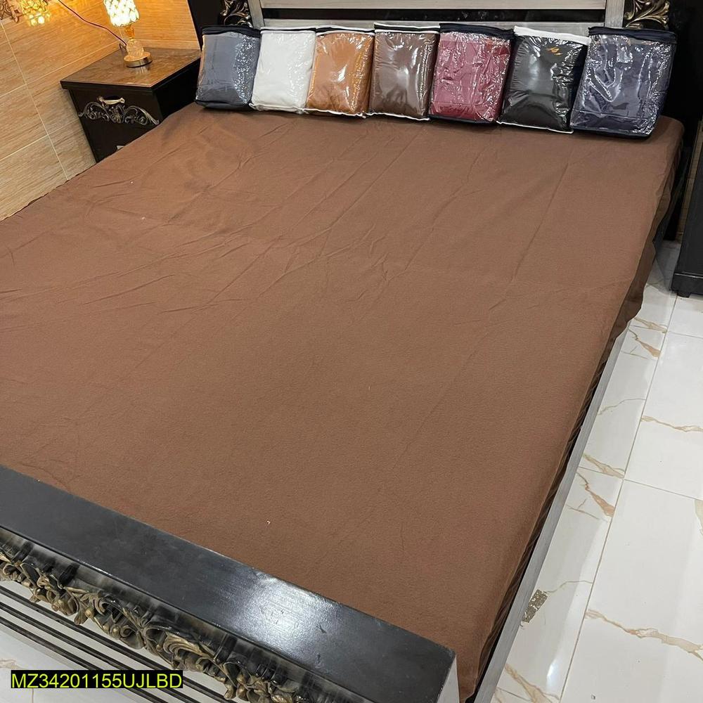 Terry Cotton Plain Double Bed Mattress Cover