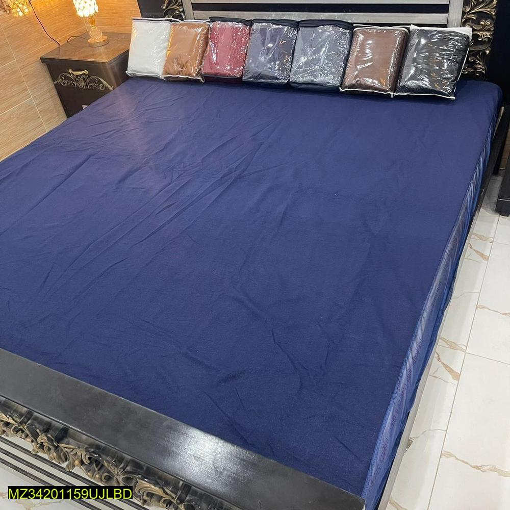 Terry Cotton Plain Double Bed Mattress Cover