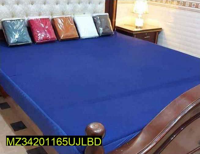 Terry Cotton Plain Double Bed Mattress Cover