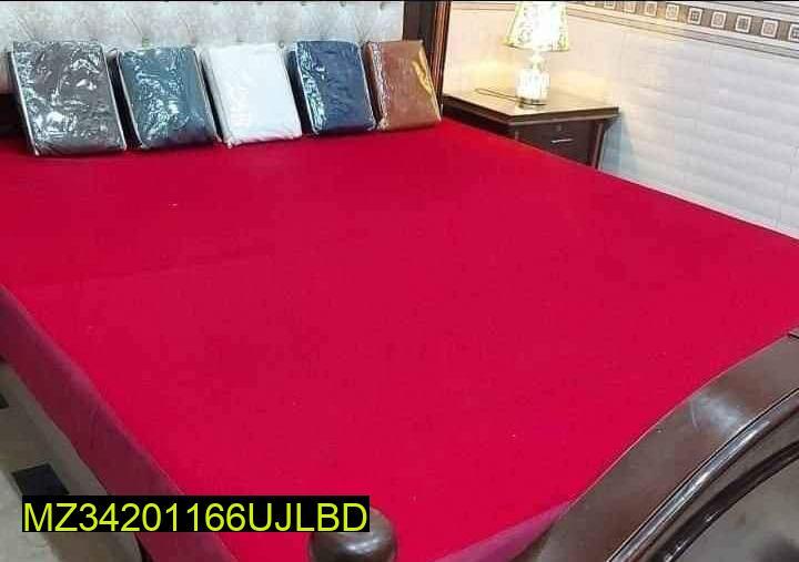 Terry Cotton Plain Double Bed Mattress Cover