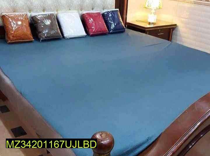 Terry Cotton Plain Double Bed Mattress Cover
