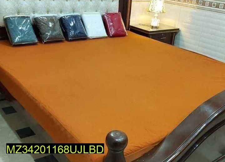 Terry Cotton Plain Double Bed Mattress Cover