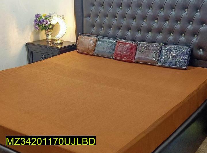 Terry Cotton Plain Double Bed Mattress Cover