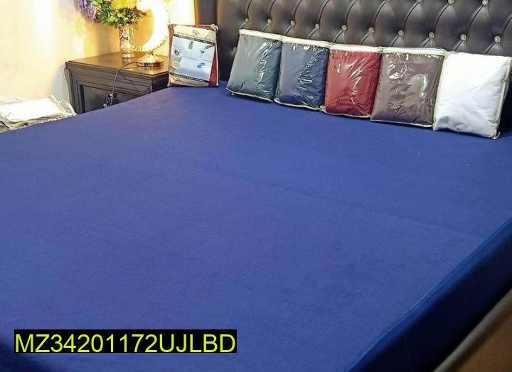 Terry Cotton Plain Double Bed Mattress Cover