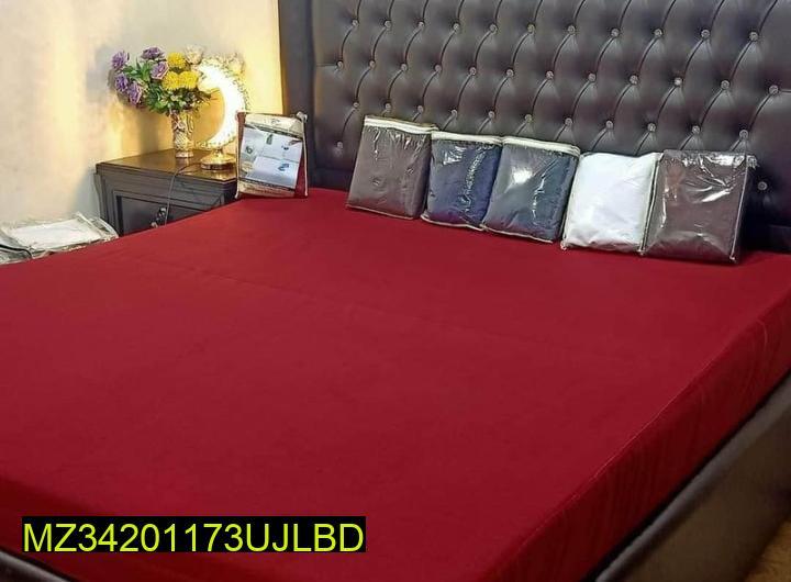 Terry Cotton Plain Double Bed Mattress Cover