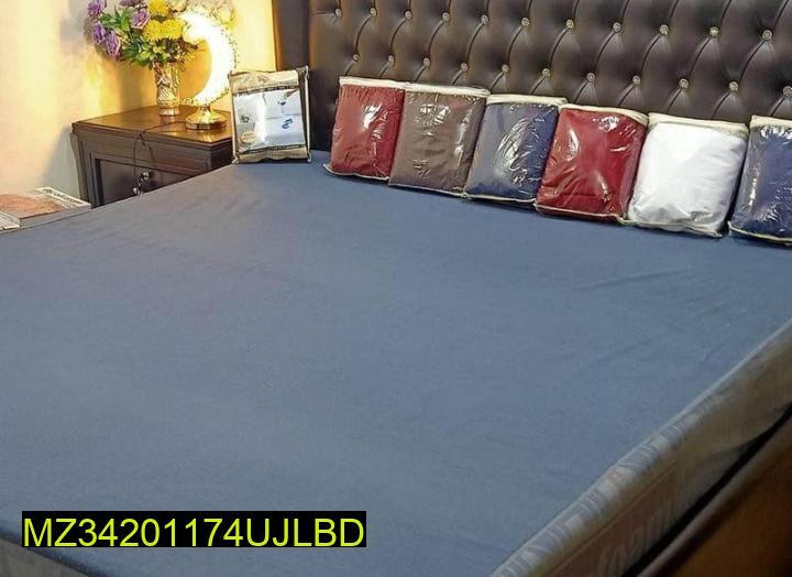 Terry Cotton Plain Double Bed Mattress Cover