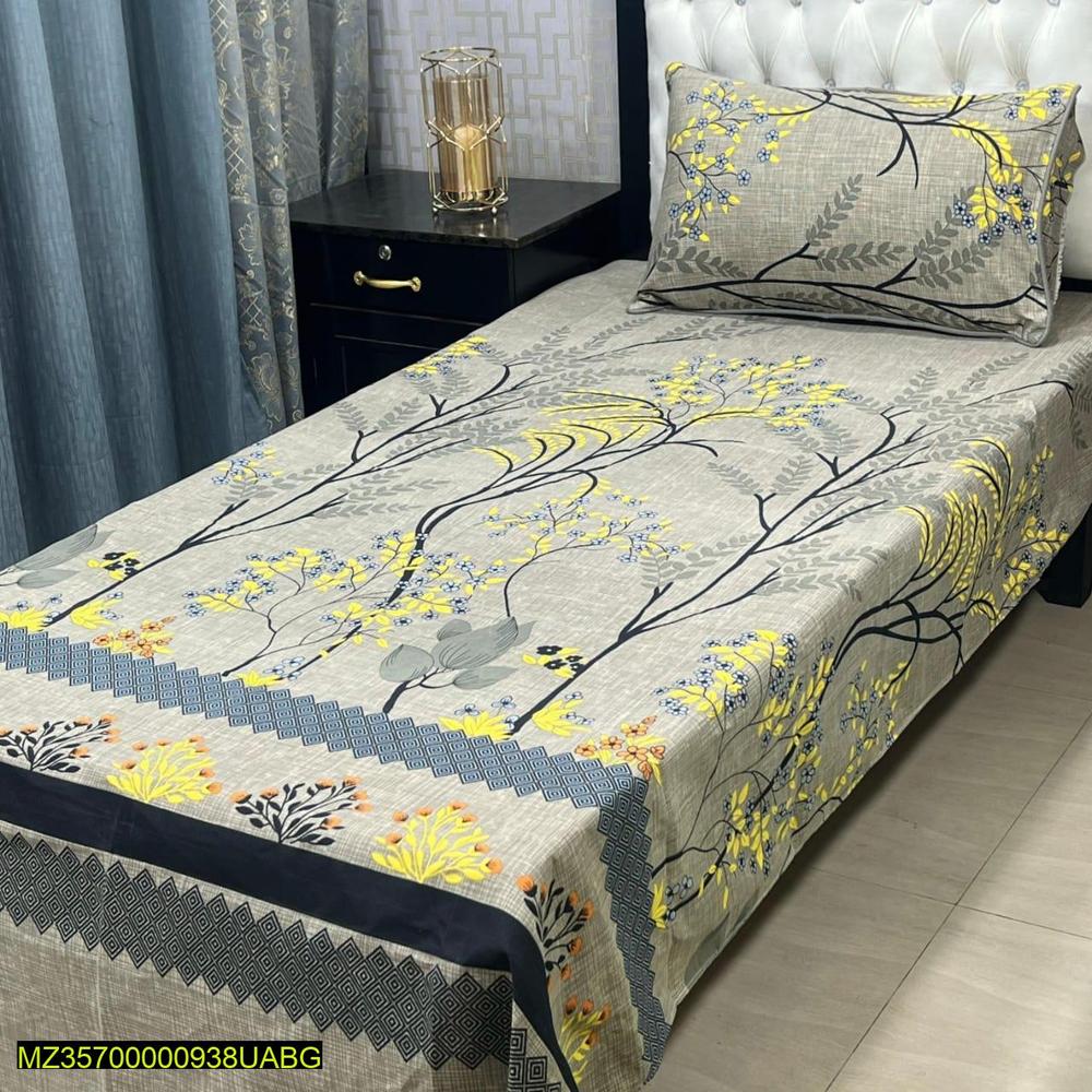 4 Pcs Crystal Cotton Printed Single Bedsheet