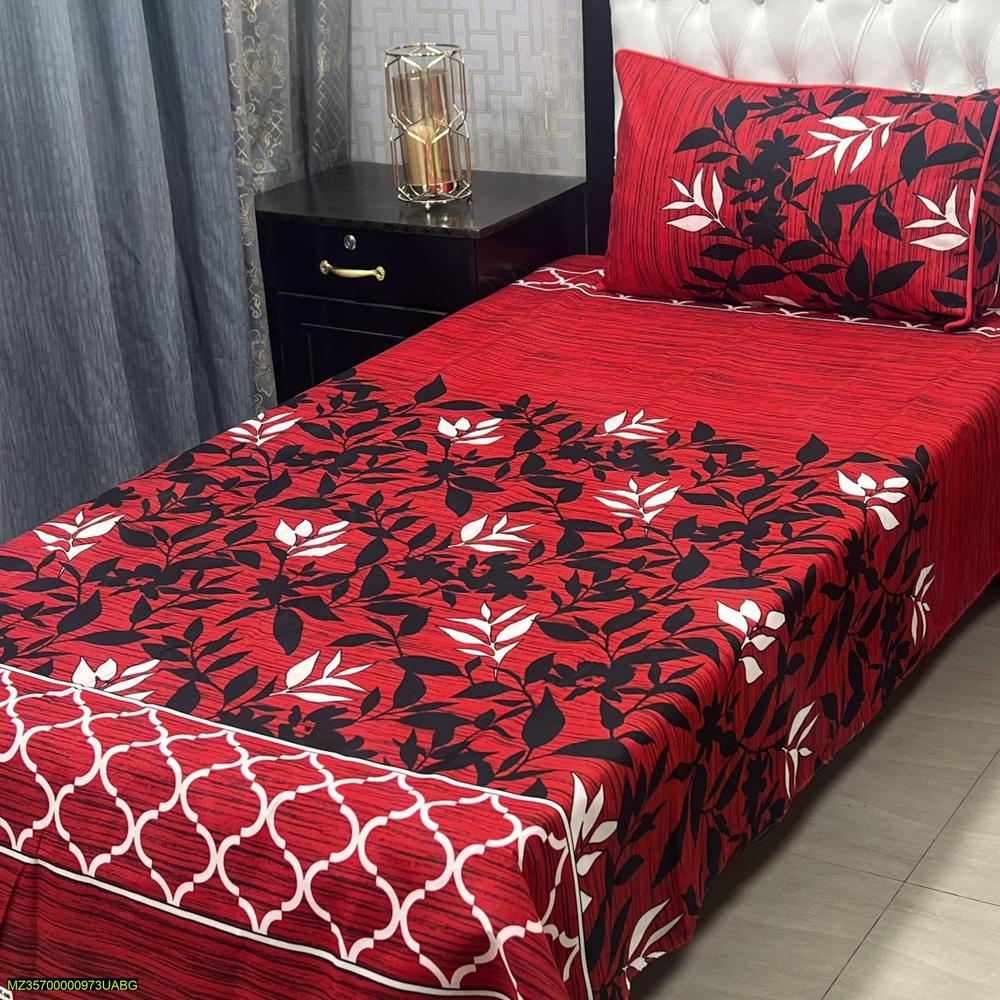 2 Pcs Crystal Cotton Printed Single Bedsheet
