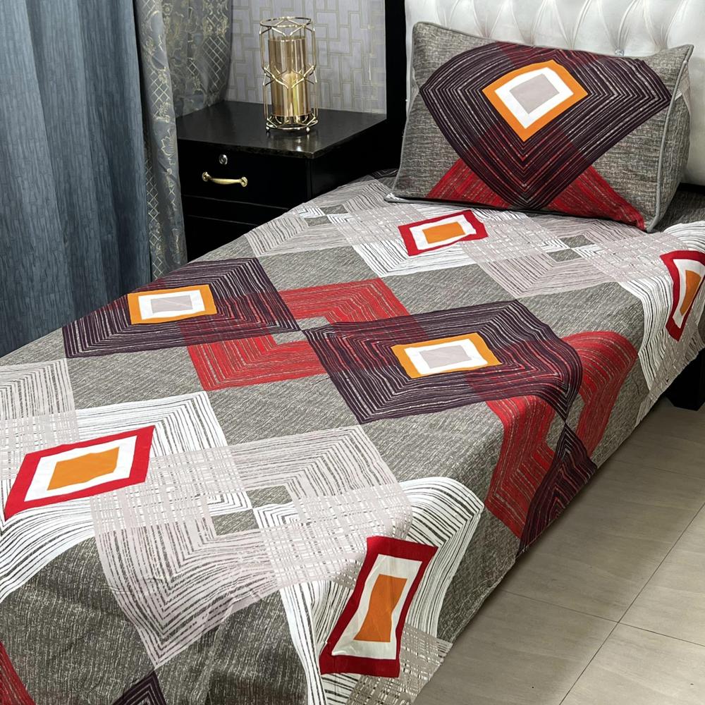 4 Pcs Crystal Cotton Printed Single Bedsheet