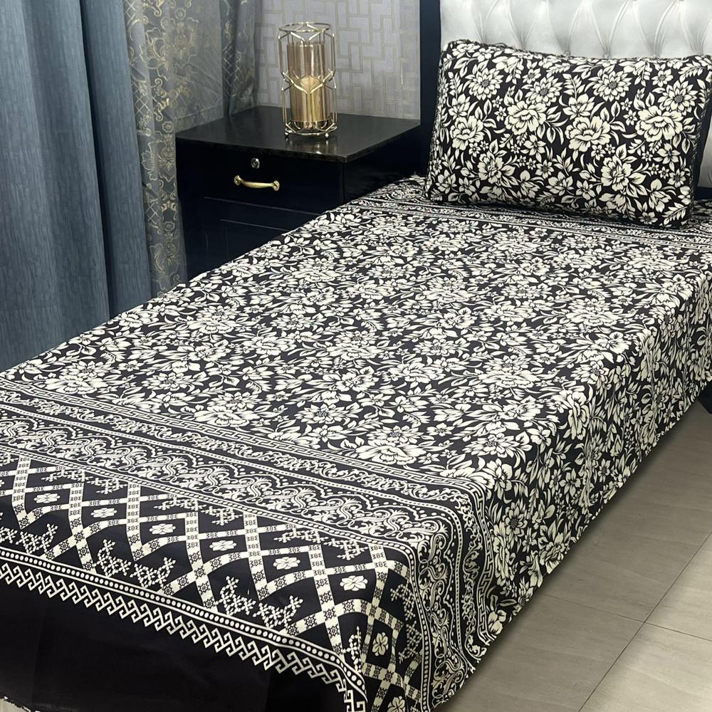 4 Pcs Crystal Cotton Printed Single Bedsheet