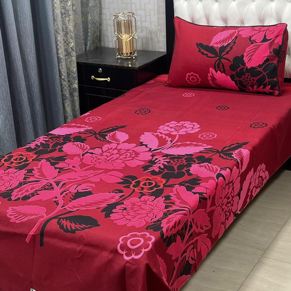 4 Pcs Crystal Cotton Printed Single Bedsheet