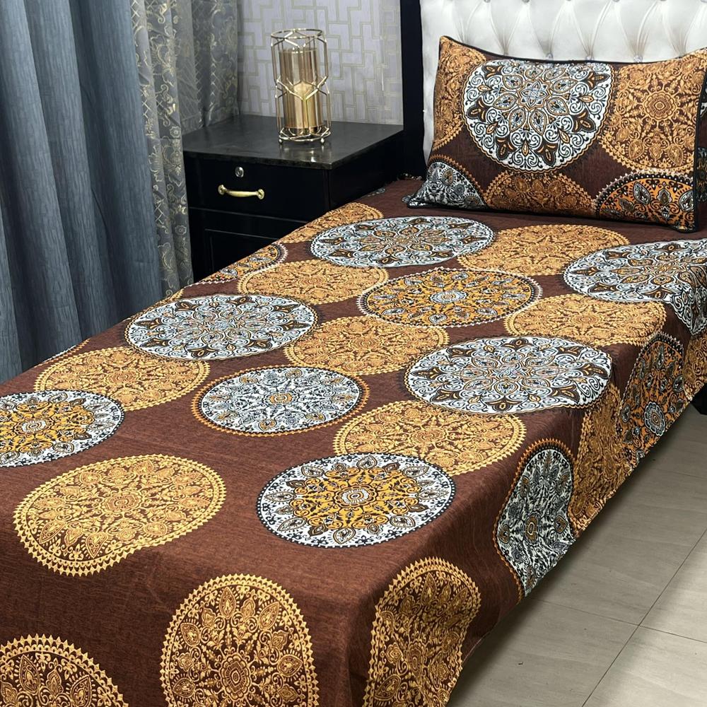 4 Pcs Crystal Cotton Printed Single Bedsheet