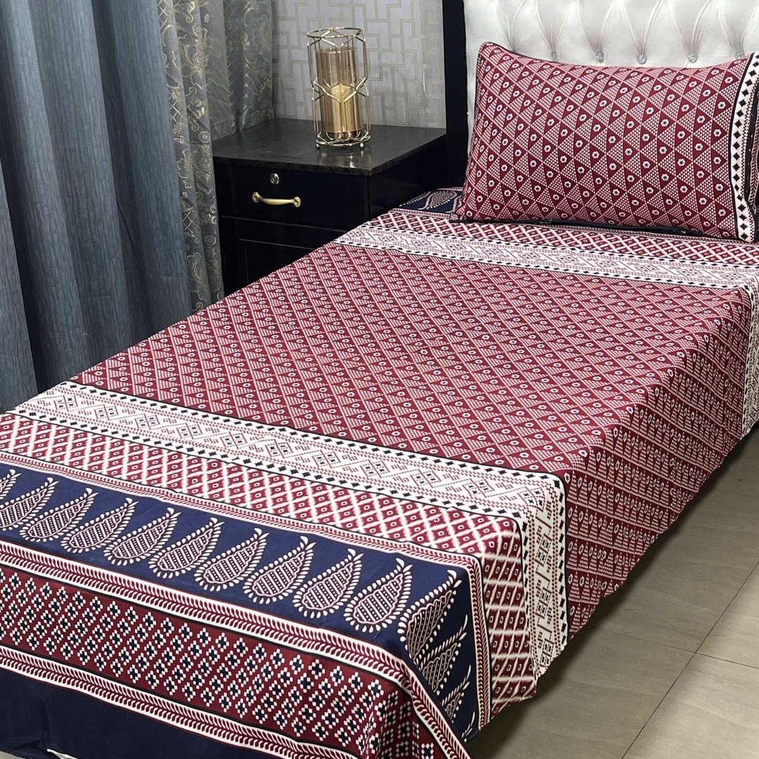 2 Pcs Crystal Cotton Printed Single Bedsheet
