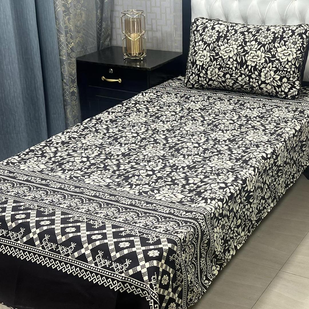 2 Pcs Crystal Cotton Printed Single Bedsheet