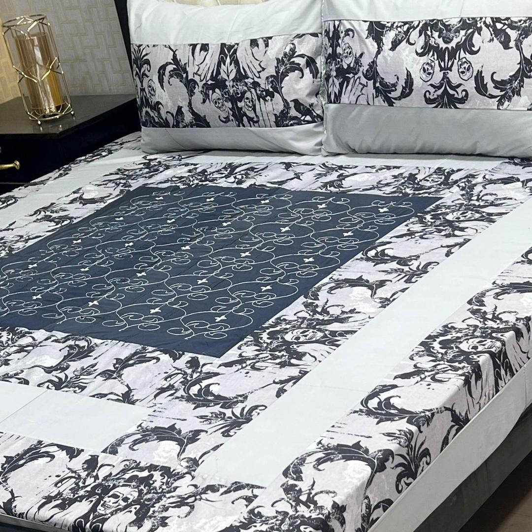 3 Pcs Cotton Sotton Printed Double Bedsheet