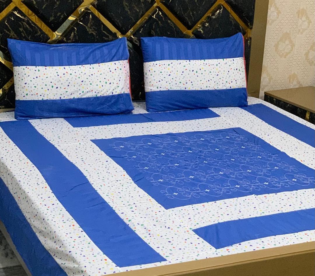 3 Pcs Cotton Sotton Printed Double Bedsheet