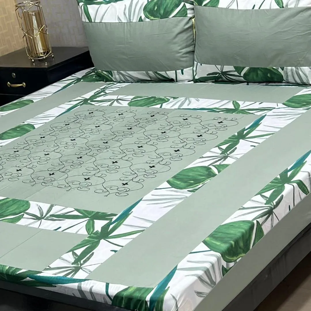 3 Pcs Cotton Sotton Patchwork Double Bedsheet