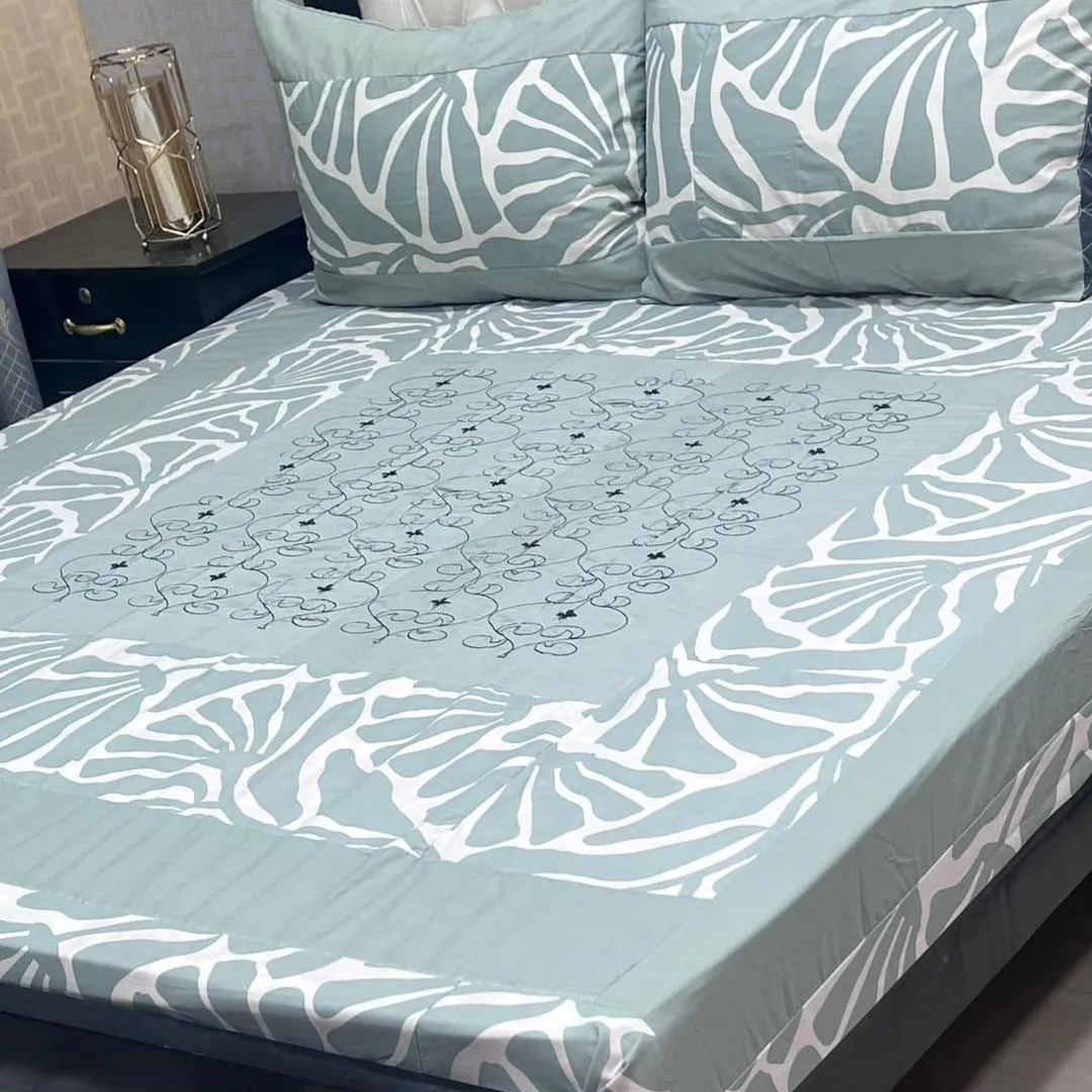 3 Pcs Cotton Sotton Patchwork Double Bedsheet