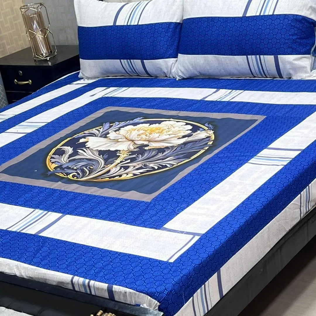 3 Pcs Cotton Sotton Patchwork Double Bedsheet