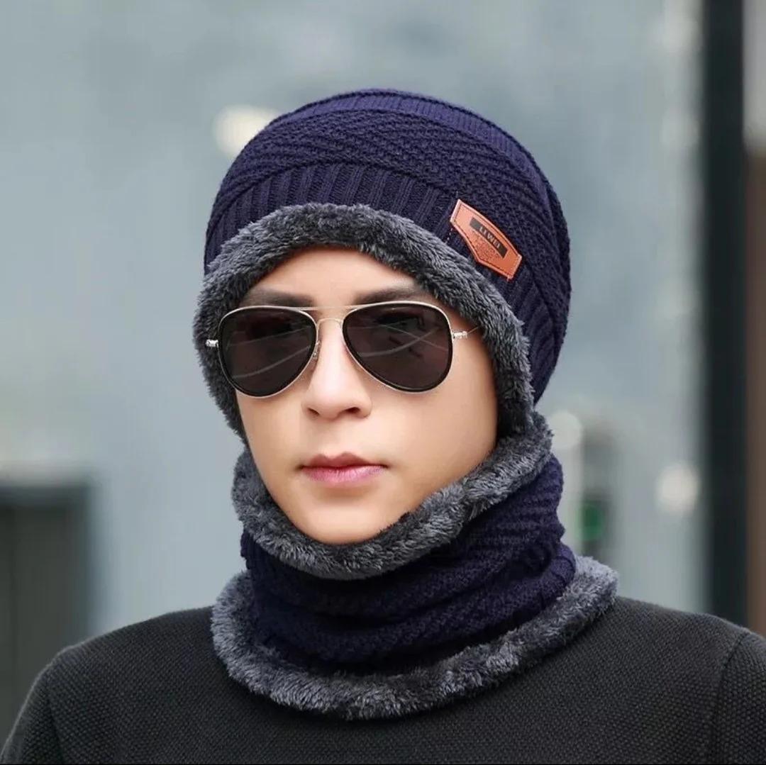 2 Pcs Wool Textured Beanie And Neck Warmer 1