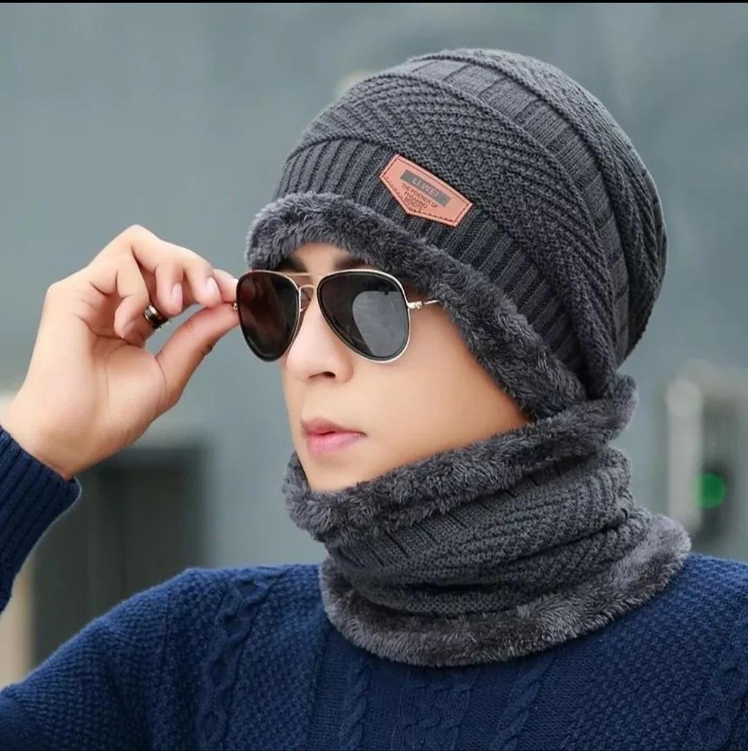 Unisex Textured Wool Beanie And Neck Warmer Set - 2 Pcs